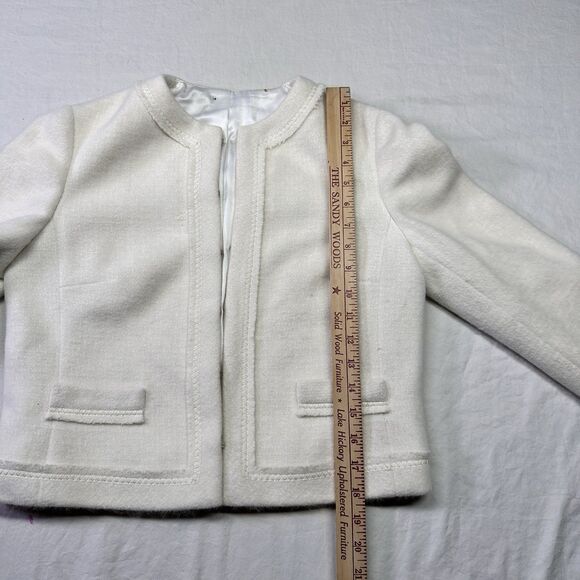 Vintage Style Cream Cropped Jacket Boxy Fit Lined Hook Closure Minimalist - Picture 7 of 7